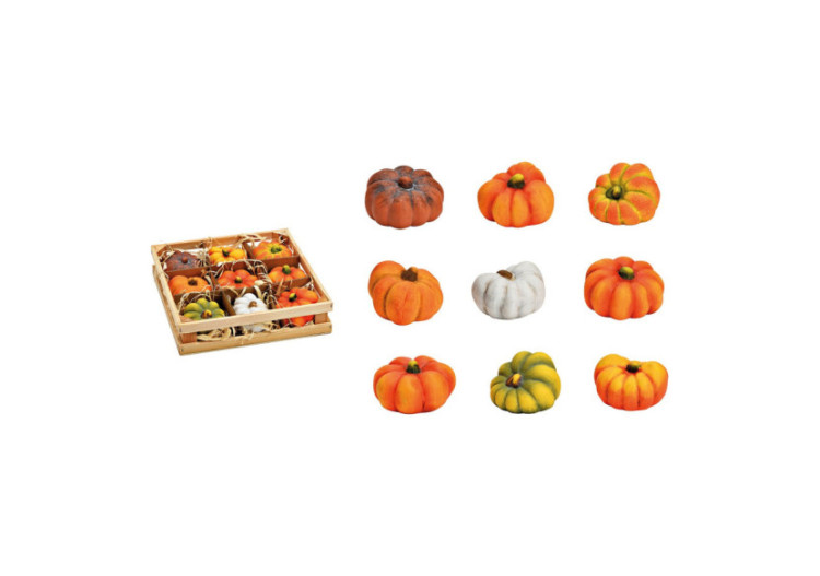 Cagoule de citrouille - Set de 9 en boîte en bois 6 x 4 x 6 cm / 20 x 20 x 5 cm - 10041491 - WURM