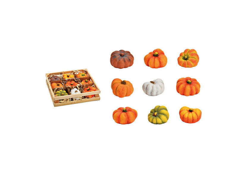 Cagoule de citrouille - Set de 9 en boîte en bois 6 x 4 x 6 cm / 20 x 20 x 5 cm - 10041491 - WURM