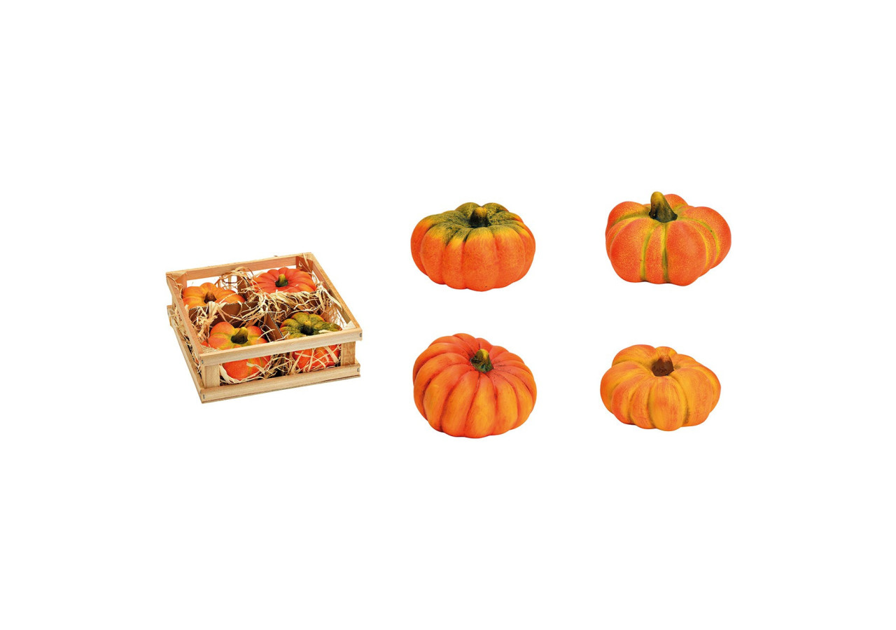 Cagoule de citrouille - Set de 4 en boîte en bois 8 x 5 x 8 cm / 18 x 18 x 6 cm - 10041492 - WURM