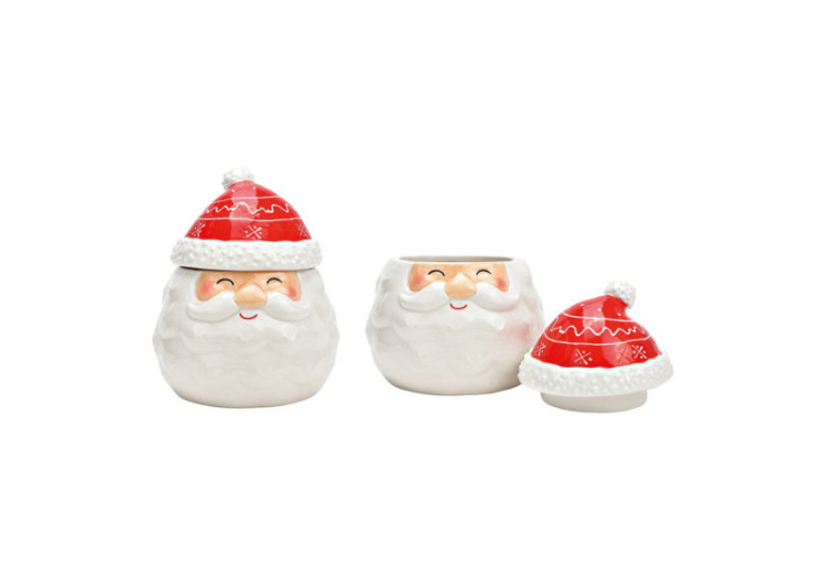 Boîte décorative Père Noël 3D - en céramique rouge, 13x16x13cm - 10041523 - WURM