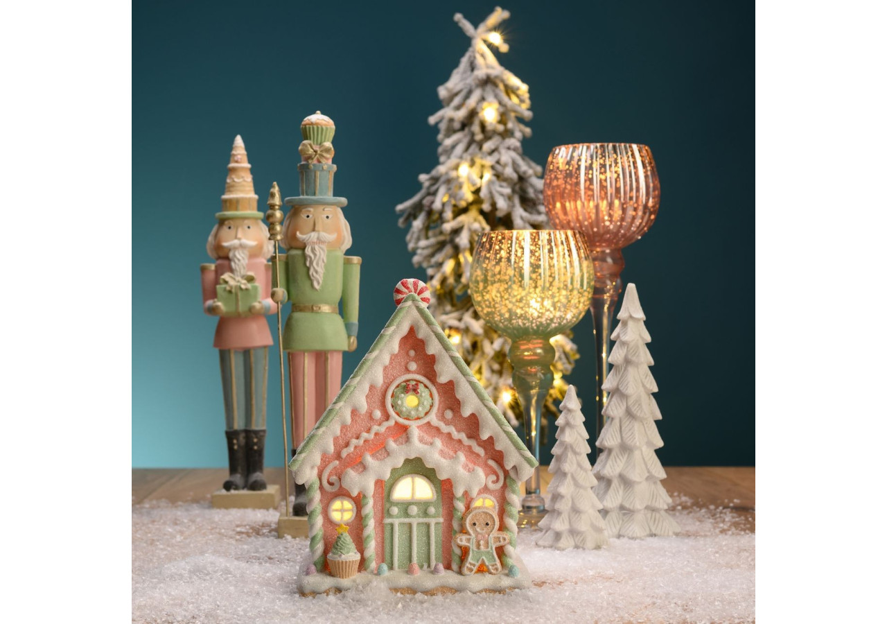 Maison en Pain d'Épices LED - Poly, Multicolore 19x24x15cm (excl. 2xAAA) - 10041637 - WURM