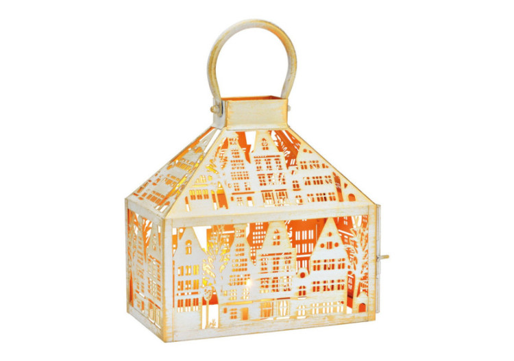 Lanterne Ville en Métal - Blanche 24x26x14cm - 10041640 - WURM