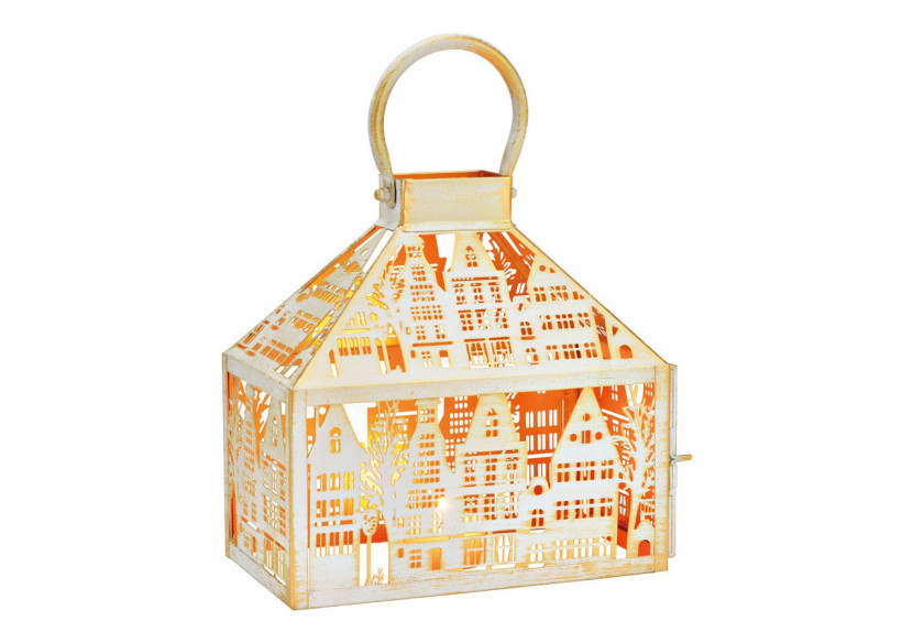 Lanterne Ville en Métal - Blanche 24x26x14cm - 10041640 - WURM