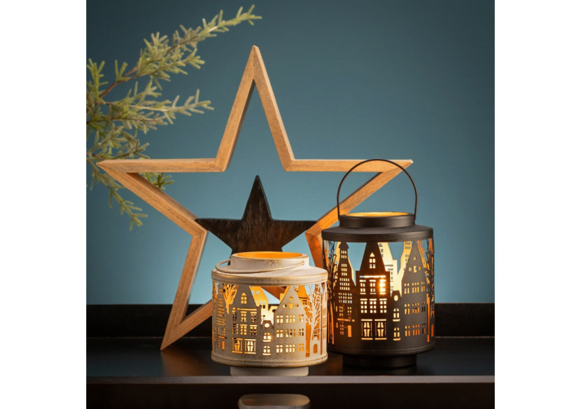 Lanterne Ville en Métal - 17x24x17cm - 10041643 - WURM