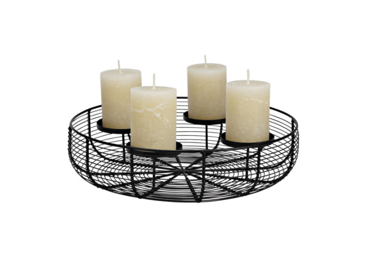 Couronne de l'Avent en métal noir - 36 x 9 x 36 cm - 10041709 - WURM