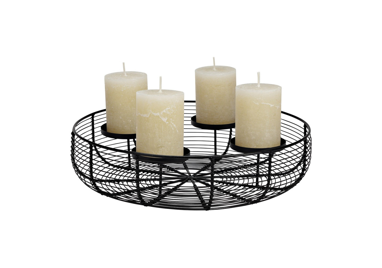 Couronne de l'Avent en métal noir - 36 x 9 x 36 cm - 10041709 - WURM