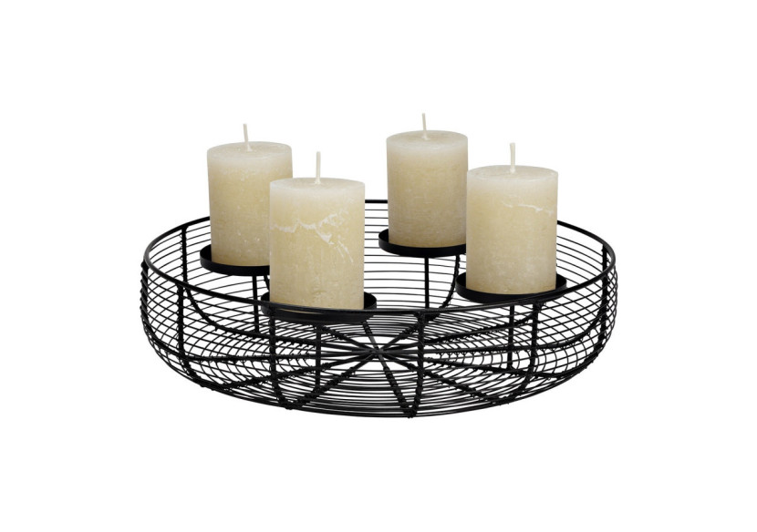 Couronne de l'Avent en métal noir - 36 x 9 x 36 cm - 10041709 - WURM