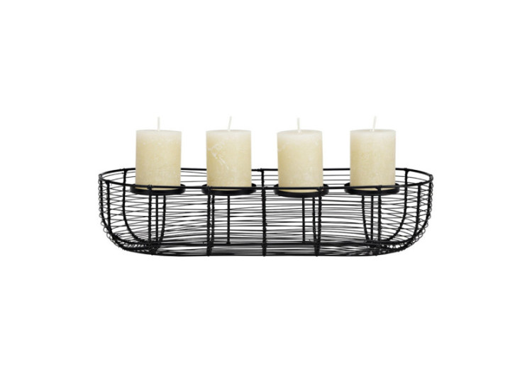 Arrangement de l'Avent en métal noir - 50 x 12 x 20 cm - 10041710 - WURM