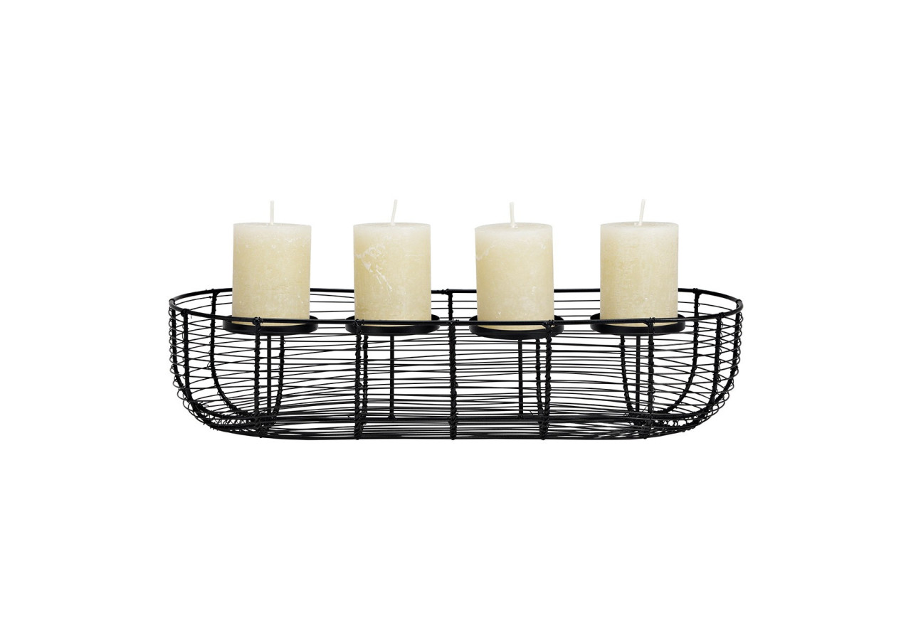 Arrangement de l'Avent en métal noir - 50 x 12 x 20 cm - 10041710 - WURM