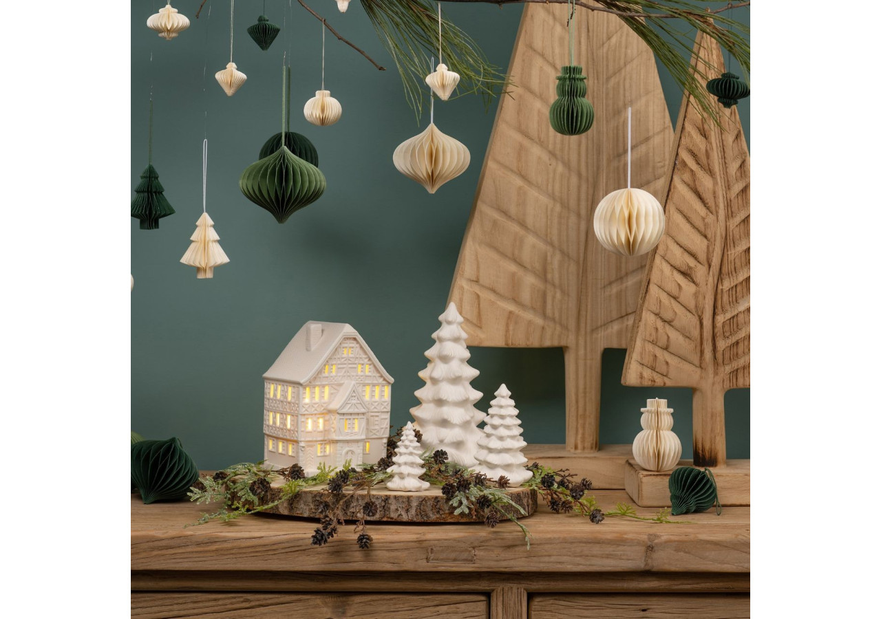 Maison lumineuse Bad Wimpfen en porcelaine - 12 x 18 x 12 cm - 10041712 - WURM