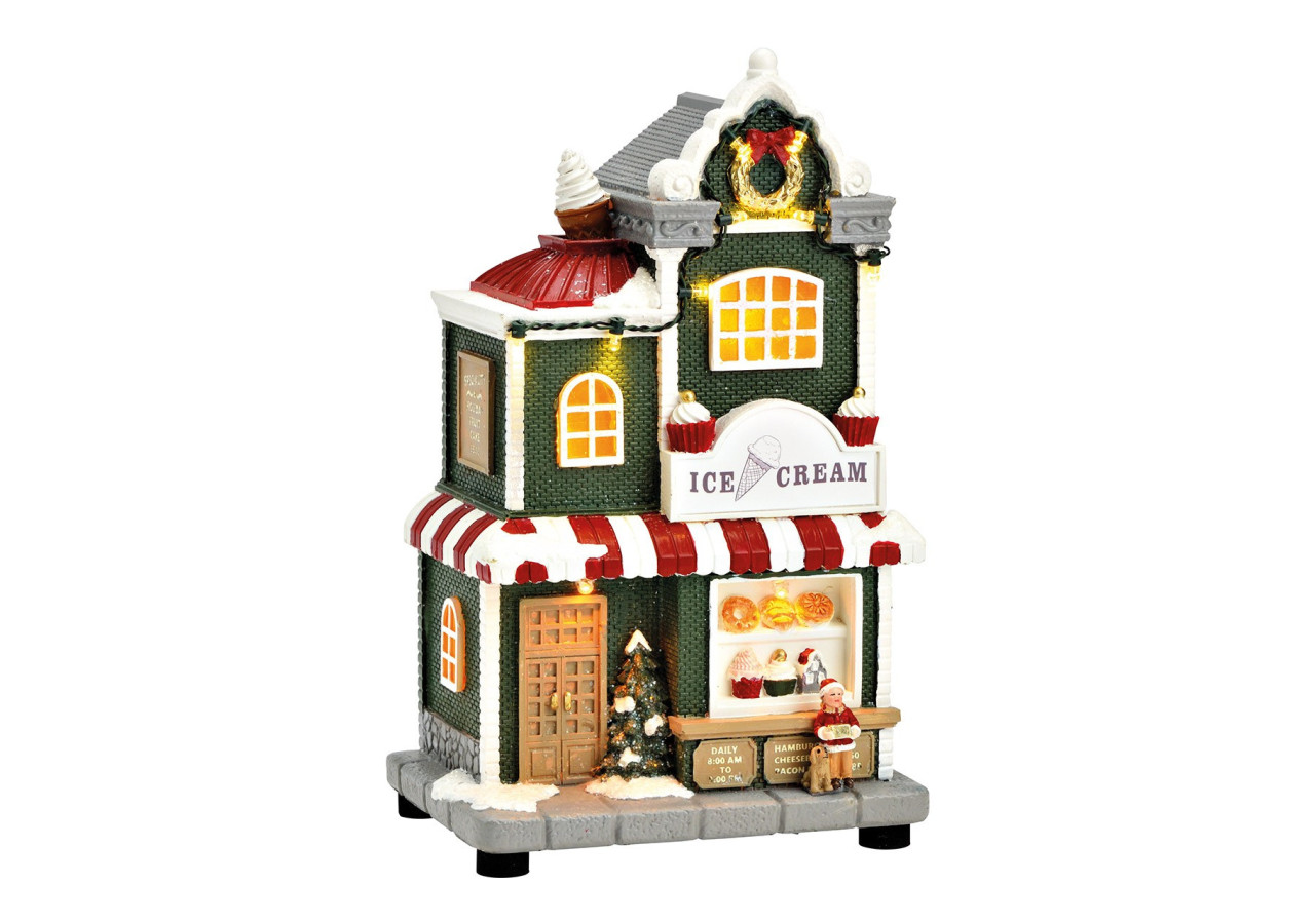 Maison lumineuse Eiscafe 'Ice Cream' avec son - 14 x 24 x 10 cm - 10041728 - WURM