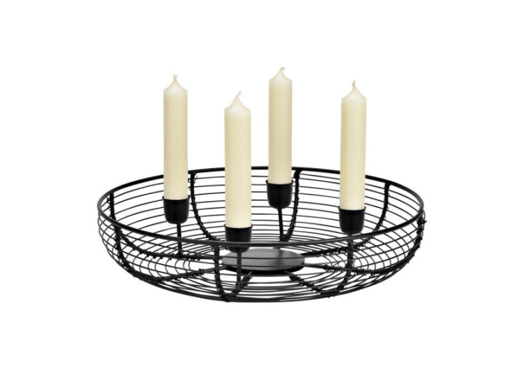 Couronne de l'Avent en métal noir - 28 x 6 x 28 cm - 10041747 - WURM