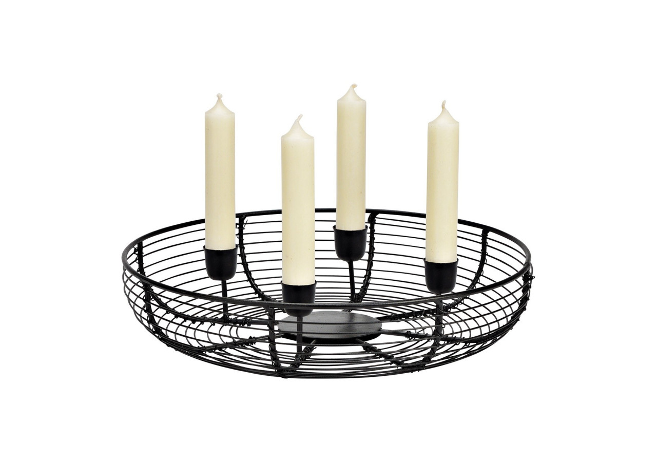 Couronne de l'Avent en métal noir - 28 x 6 x 28 cm - 10041747 - WURM