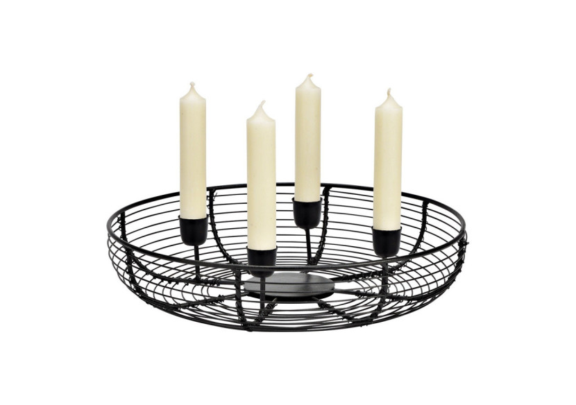 Couronne de l'Avent en métal noir - 28 x 6 x 28 cm - 10041747 - WURM