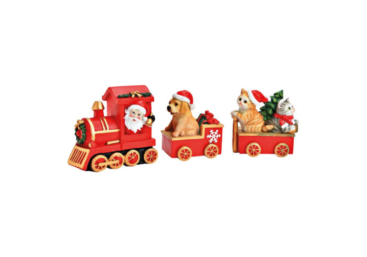 Train de Noël - Ensemble de 3 pièces en poly 34x14x10cm - 10041767 - WURM