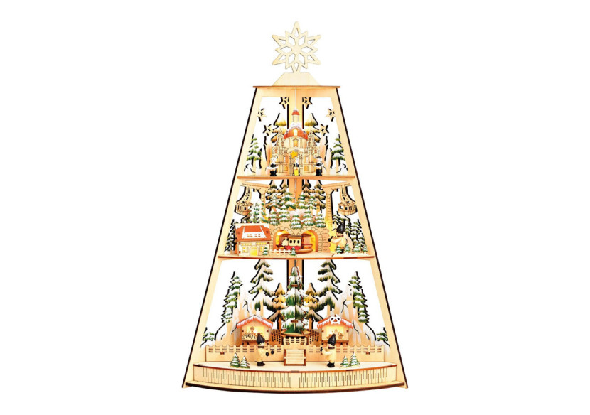 Scène hivernale LED - Figurines mobiles en bois naturel 33x53x18cm - 10041802 - WURM