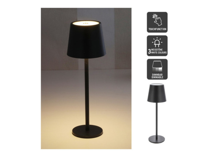 Lampe de Table LED - Métal Noir, Dimmable, USB, 9x26x9cm - 10041844 - WURM