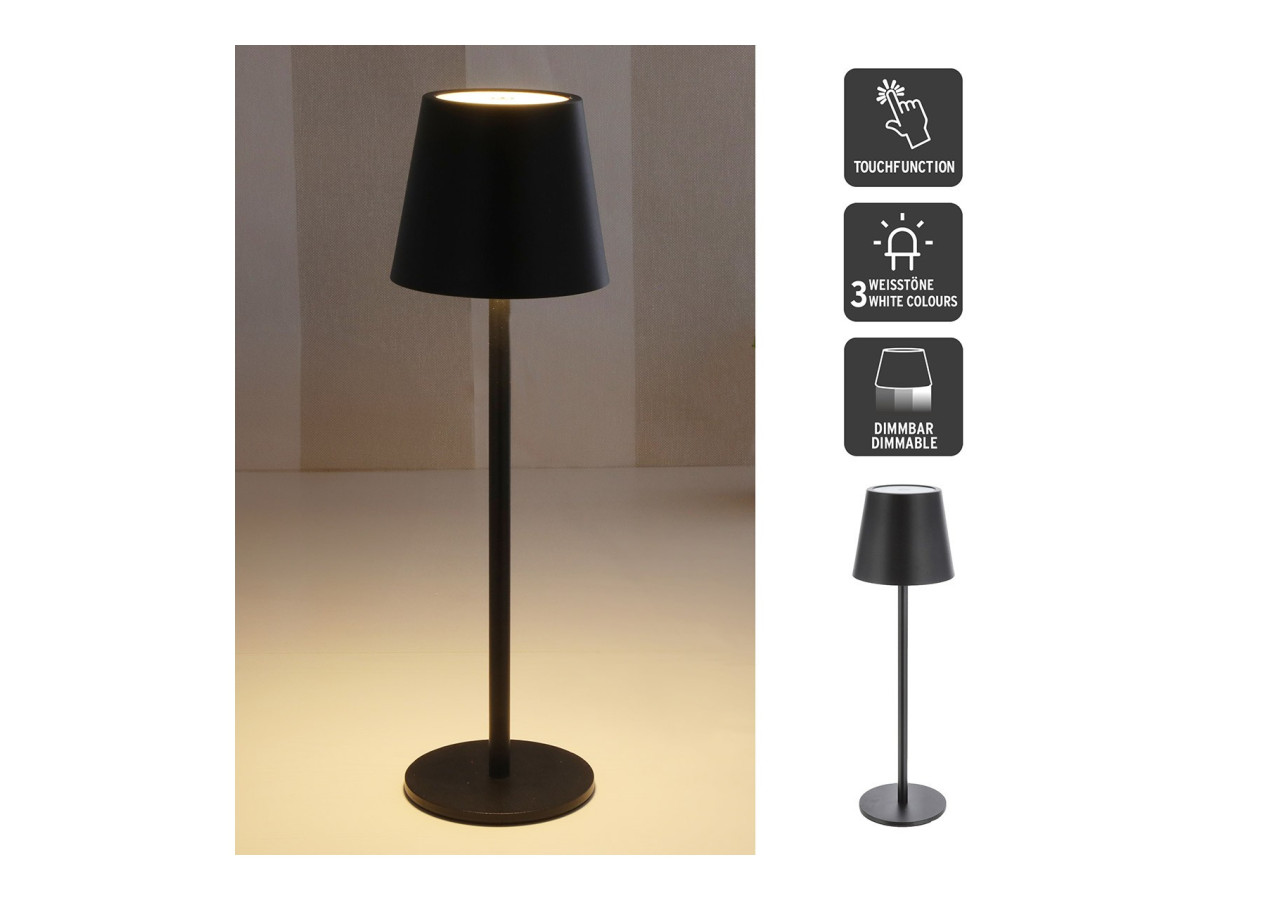 Lampe de Table LED - Métal Noir, Dimmable, USB, 11x38x11cm - 10041846 - WURM