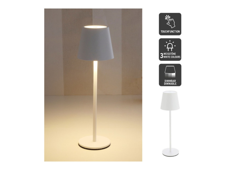 Lampe de table LED en métal blanc - Dimmable, 3 températures de couleur, 11x38x11cm - 10041847 - WURM