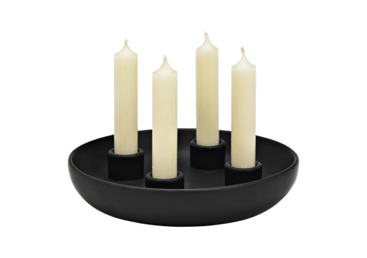 Couronne de l'Avent en porcelaine noire - 21x5x21cm - 10041905 - WURM