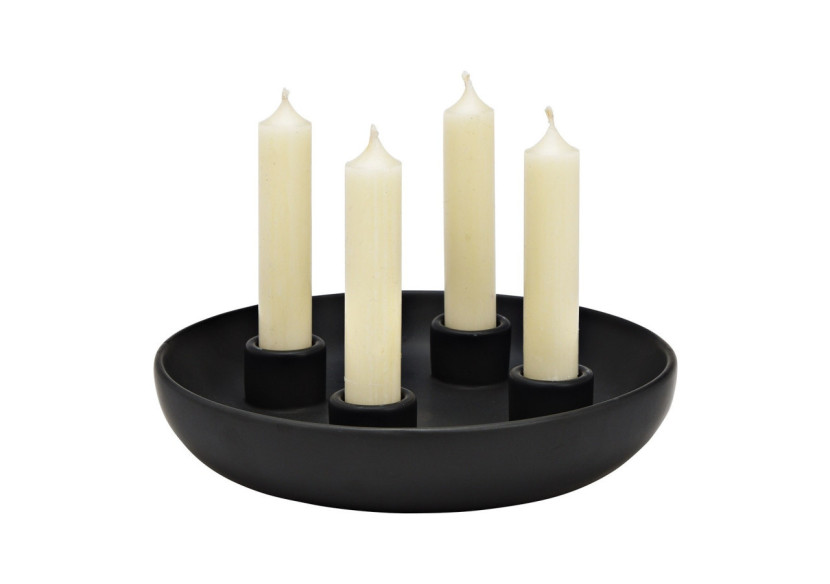 Couronne de l'Avent en porcelaine noire - 21x5x21cm - 10041905 - WURM