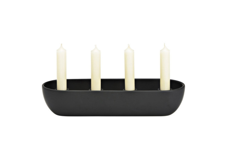 Bougeoir de l'Avent - Porcelaine Noir 31x7x12cm - 10041907 - WURM