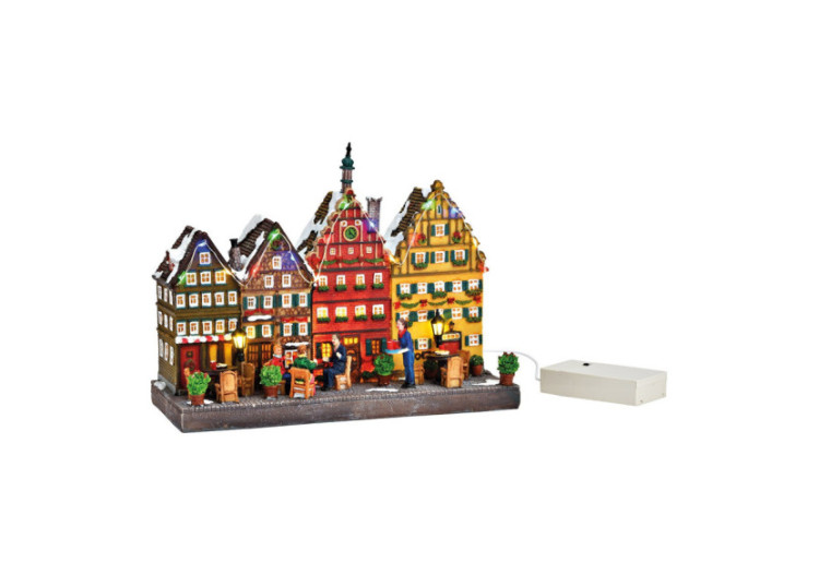 Scène d'hiver - Maison de ville avec LED, 26x20x11cm, fonctionnement sur piles - 10041927 - WURM