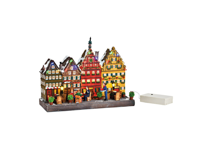 Scène d'hiver - Maison de ville avec LED, 26x20x11cm, fonctionnement sur piles - 10041927 - WURM