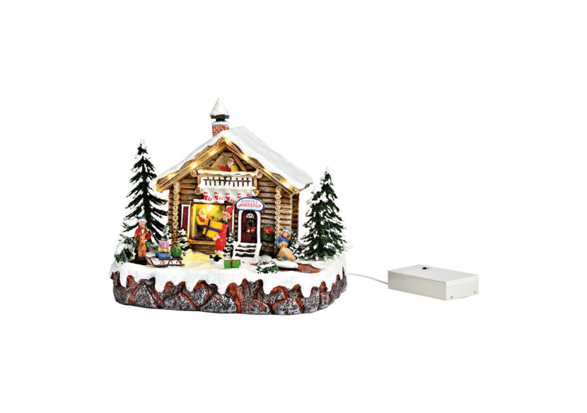 Scène d'hiver - Atelier du Père Noël avec LED, 23x19x17cm, figurine mobile - 10041928 - WURM