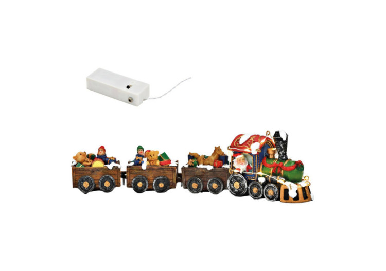 Scène d'hiver - Train de Noël en 4 pièces avec LED, 25x7x4cm, sur piles - 10041931 - WURM