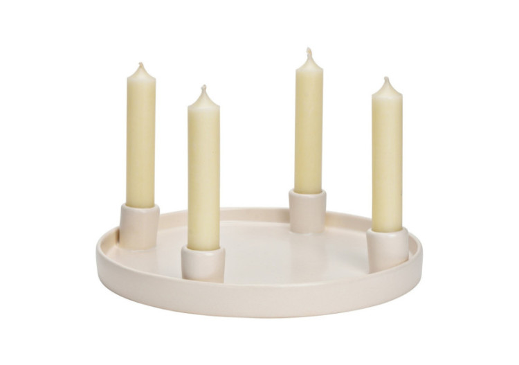 Couronne de l'Avent - Support à bougies en céramique blanche, 25x4x25cm - 10041963 - WURM