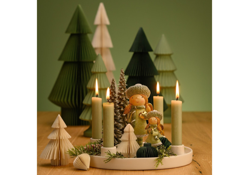Couronne de l'Avent - Support à bougies en céramique blanche, 25x4x25cm - 10041963 - WURM