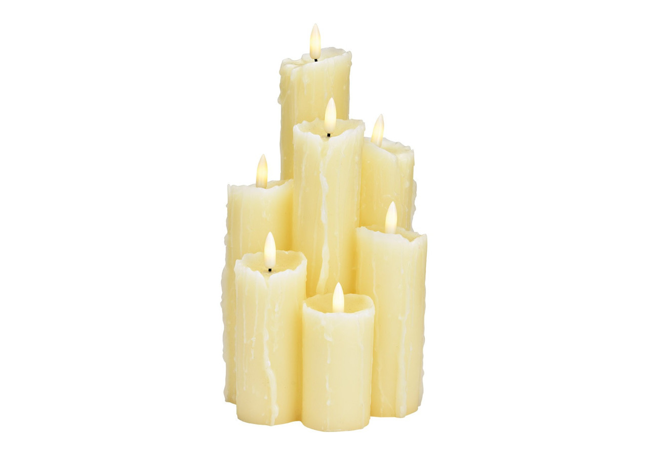 Bougie LED - Ensemble de 7 bougies goutte à goutte, 15x25x15cm, sur piles - 10041978 - WURM