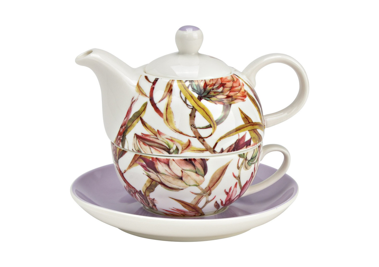 Ensemble de Théières Décor Magnolias - Porcelaine violette 15x16x15cm 400ml/250ml - 10042156 - WURM