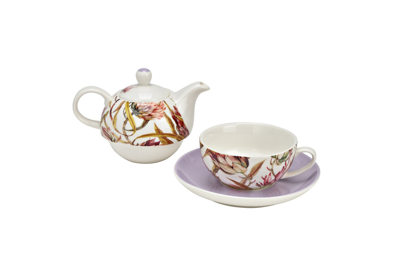 Ensemble de Théières Décor Magnolias - Porcelaine violette 15x16x15cm 400ml/250ml - 10042156 - WURM