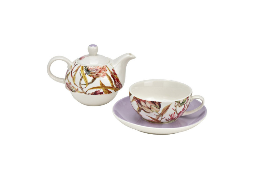 Ensemble de Théières Décor Magnolias - Porcelaine violette 15x16x15cm 400ml/250ml - 10042156 - WURM