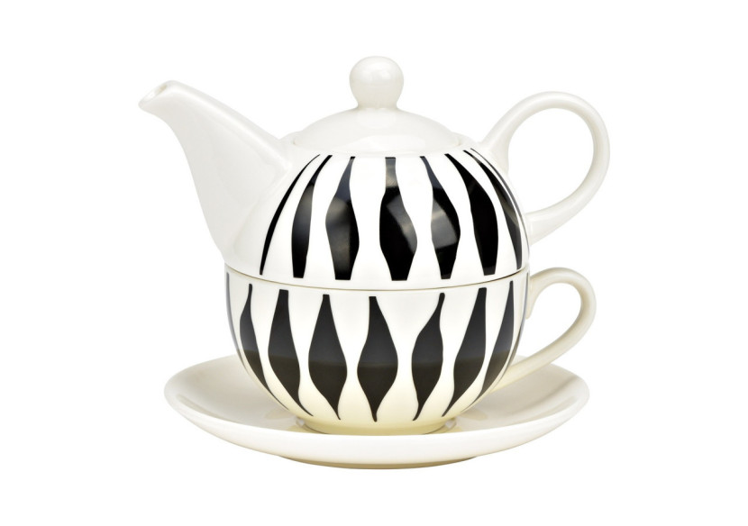 Ensemble de Thé - Porcelaine noire à motif spirale 3 pièces 15x16x15cm 400ml/250ml - 10042160 - WURM