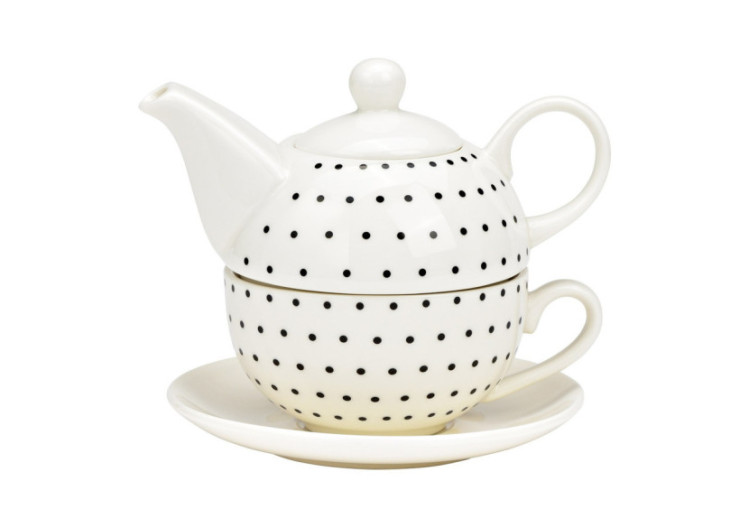 Ensemble de Thé - Porcelaine blanche à pois 3 pièces 15x16x15cm 400ml/250ml - 10042161 - WURM