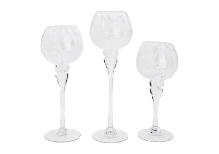 Photophore en verre - Set de 3 avec points, hauteur 30/35/40cm - 10042315 - WURM