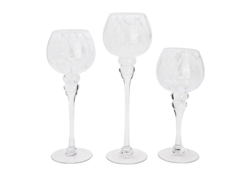 Photophore en verre - Set de 3 avec points, hauteur 30/35/40cm - 10042315 - WURM