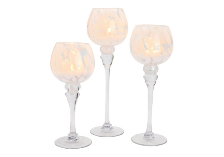 Photophore en verre - Set de 3 avec points, hauteur 30/35/40cm - 10042315 - WURM 2