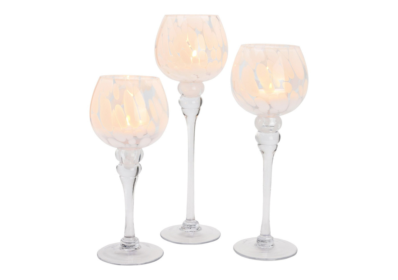 Photophore en verre - Set de 3 avec points, hauteur 30/35/40cm - 10042315 - WURM