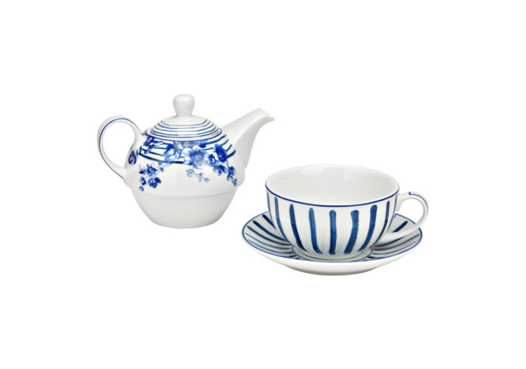 Ensemble de 3 théières en porcelaine bleue - Dimensions 13x15x13cm - 10042479 - WURM 2