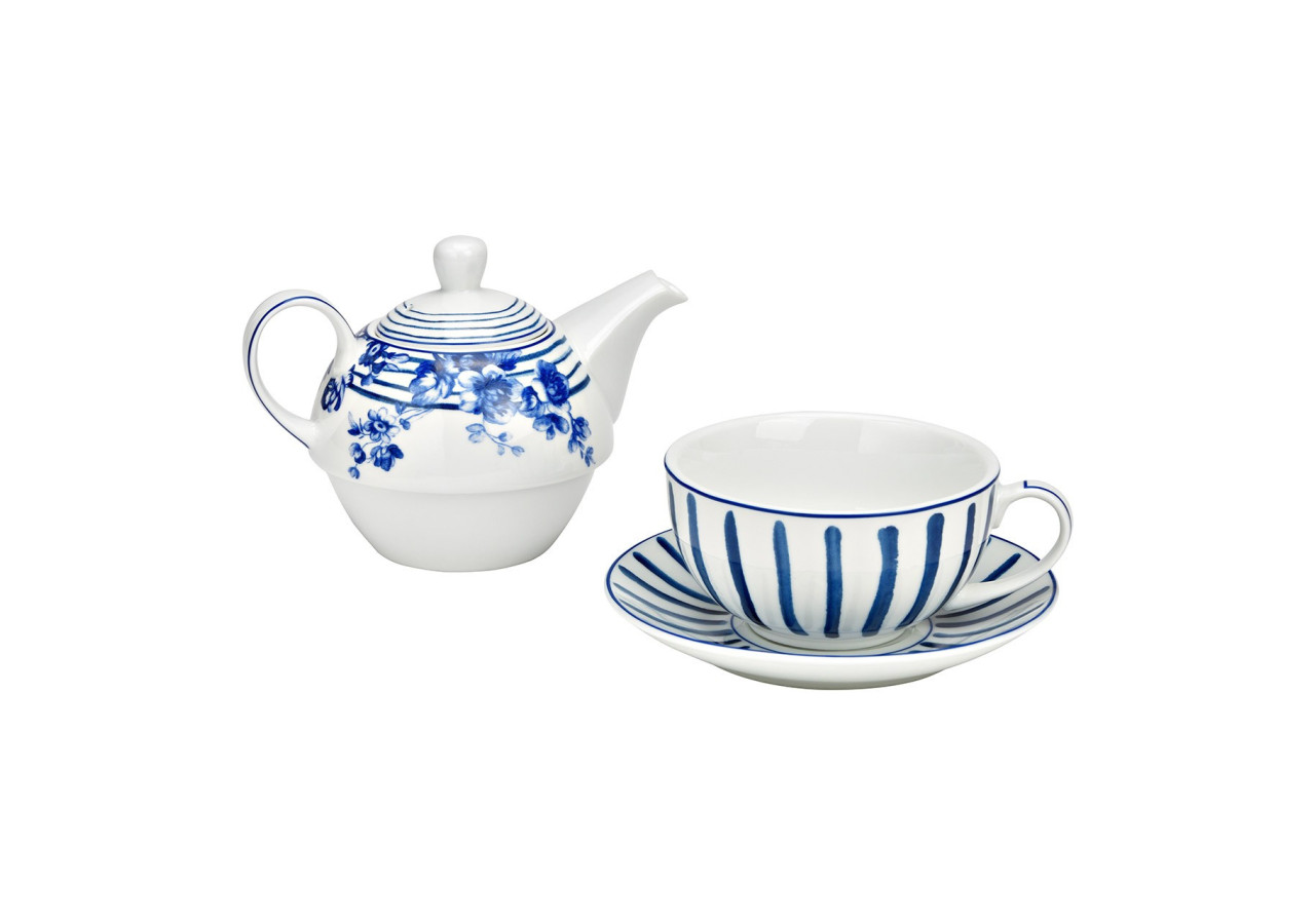 Ensemble de 3 théières en porcelaine bleue - Dimensions 13x15x13cm - 10042479 - WURM