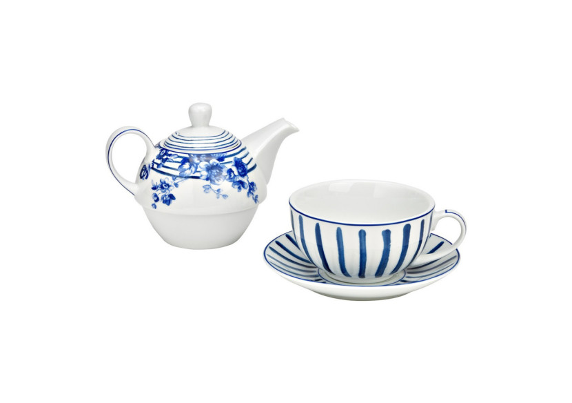 Ensemble de 3 théières en porcelaine bleue - Dimensions 13x15x13cm - 10042479 - WURM