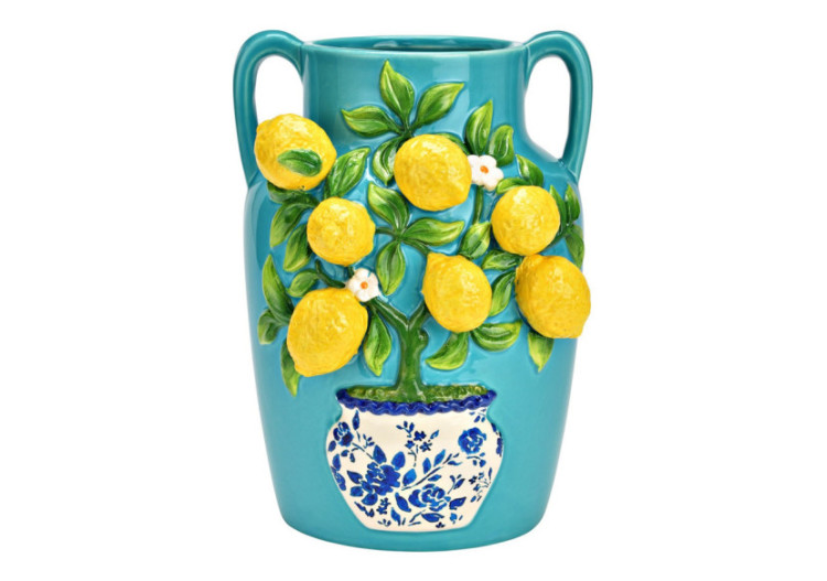 Vase en céramique 3D - Décor de citron coloré 20x26x20cm - 10042734 - WURM