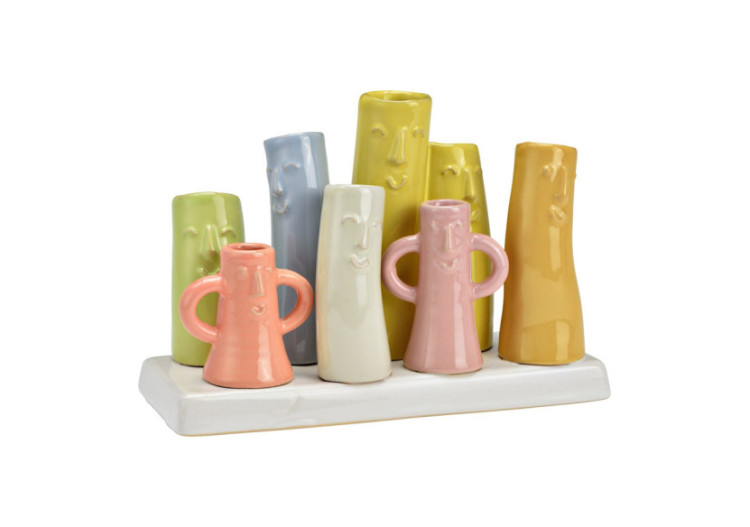 Vase Gesichter - Céramique multicolore 18x12x8cm - 10042799 - WURM