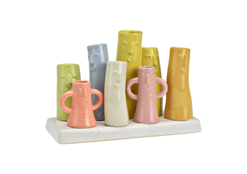 Vase Gesichter - Céramique multicolore 18x12x8cm - 10042799 - WURM