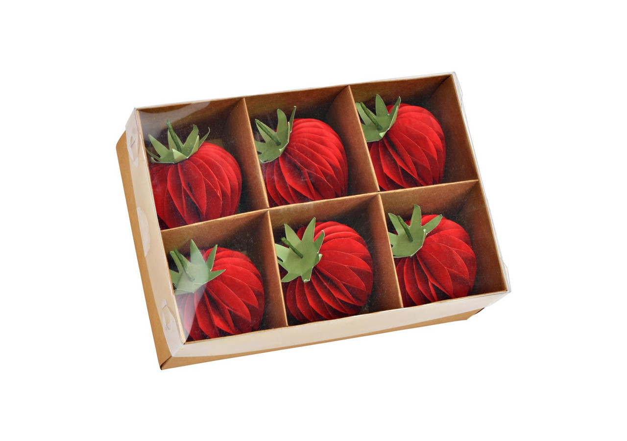 Hanging Honeycomb - 6 pièces en papier rouge 20x7x14cm - 10042808 - WURM