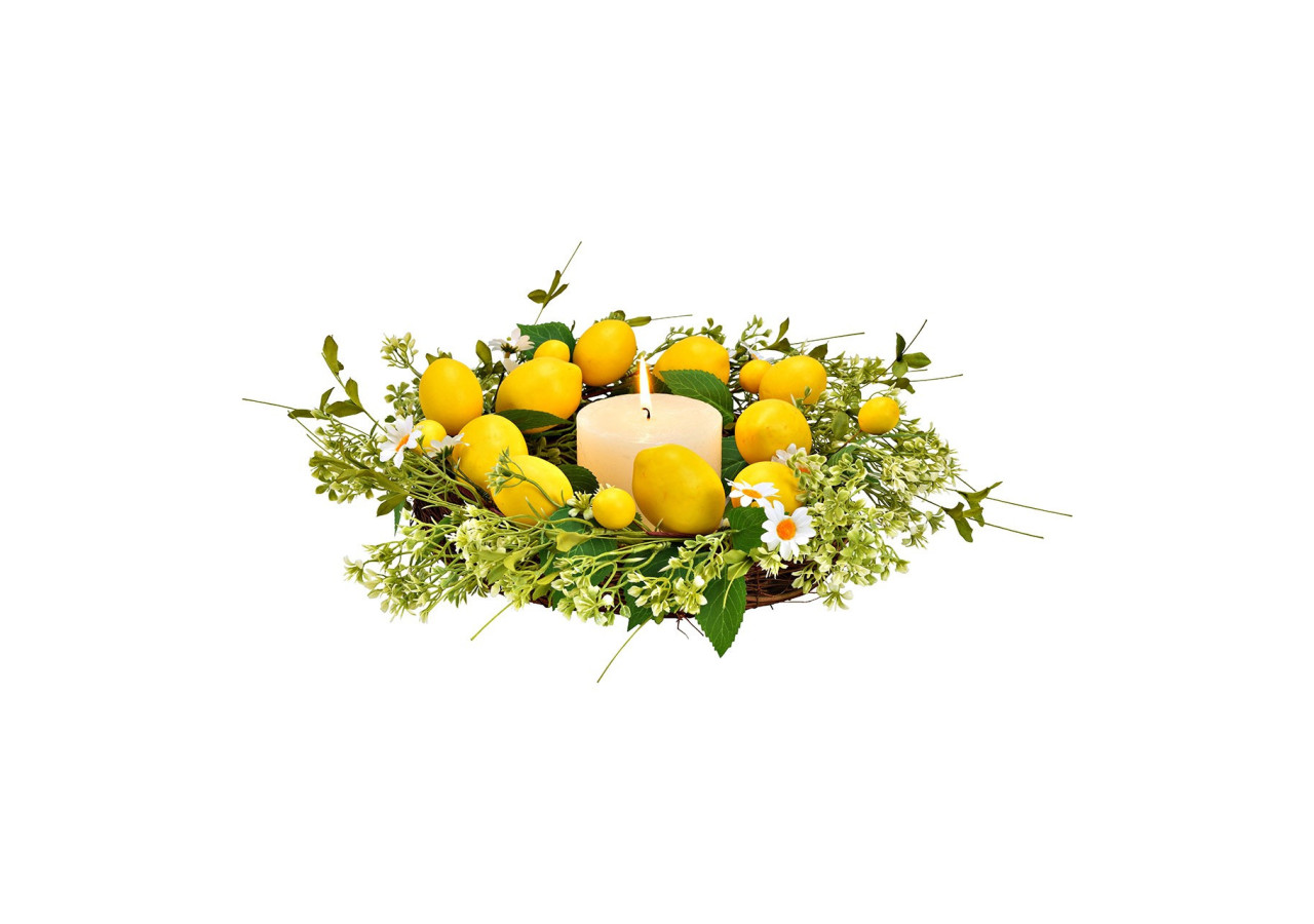 Couronne décorative Zitrone - Plastique/Rattan 42x10x42cm - 10042813 - WURM